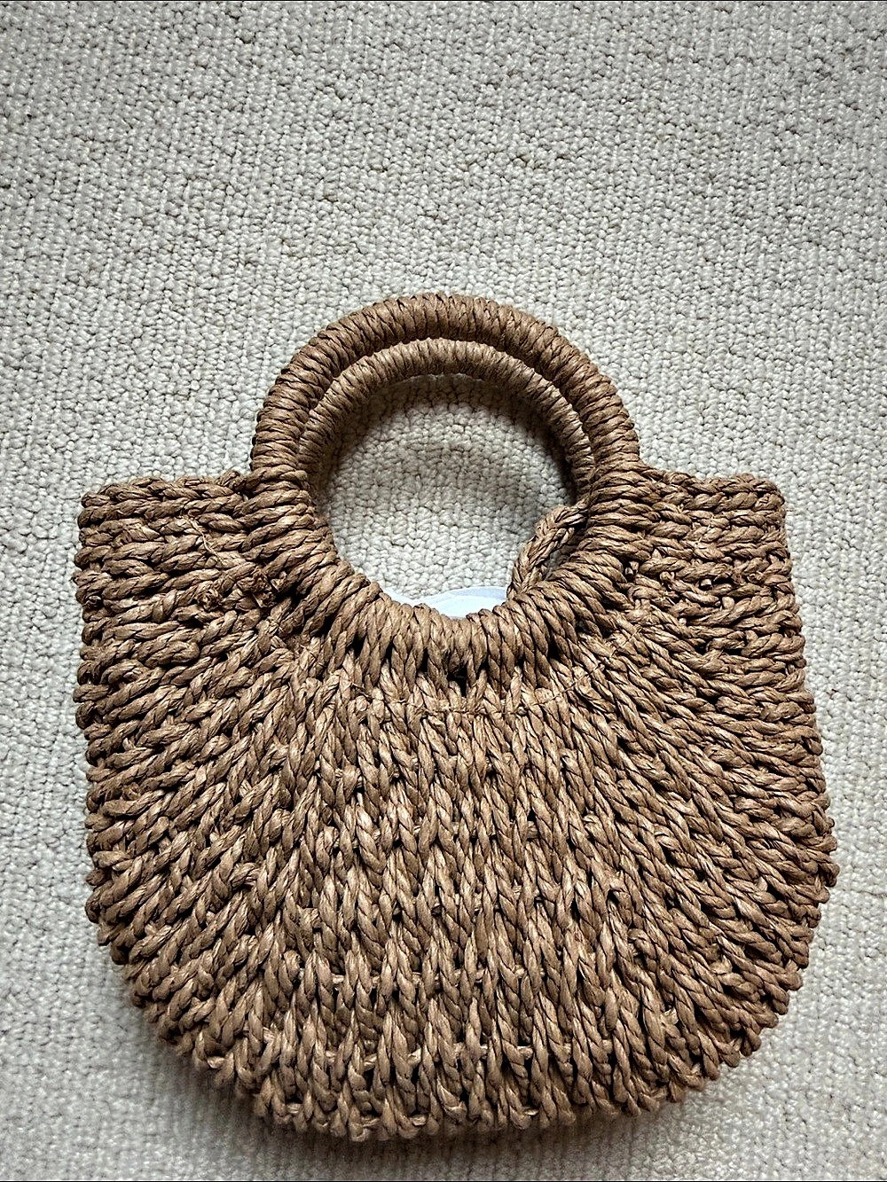 Woven Straw Shoulder Bag in Brown Like New
